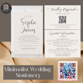 Minimalistische Huwelijk QR Code Kalligrafie RSVP- RSVP Kaartje