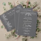  Gray Line Art Eucalyptus Photo Wedding Thank You (Personaliseer deze collectie van deze onafhankelijke maker. Test)
