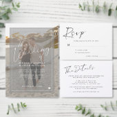 Eenvoudig modern script foto bruiloft save the date (Personaliseer de collectie van deze zelfstandige maker.)