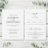 Eenvoudig Minimale Manuscript Zwarte & Witte Wedde Bedankkaart (Personaliseer de collectie van deze zelfstandige maker.)