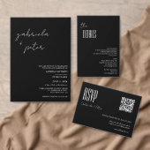 Eenvoudige minimalistische zwart-wit moderne bruil kaart (Personaliseer de collectie van deze zelfstandige maker.)