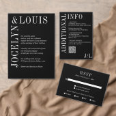 Jocelyn Zwart en Wit Modern Wedding Etiket (Personaliseer de collectie van deze zelfstandige maker.)