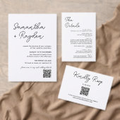 Moderne Basic Plain Zwart Wit Bruiloft Details Informatiekaartje (Personaliseer de collectie van deze zelfstandige maker.)