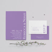 Eenvoudige elegante lavendel tekst bruiloft dank u bedankkaart