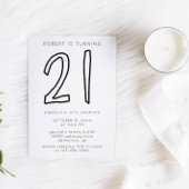 21e verjaardag zwarte & witte strepen Eenvoudige m Papieren Bordje