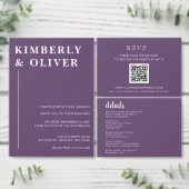 Paarse handgeschreven kalligrafie sparen de Datum Magnetische Uitnodiging (Personaliseer de collectie van deze zelfstandige maker.)