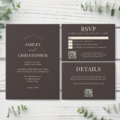 Simple Brown Modern Elegant Wedding Kaart (Personaliseer de collectie van deze zelfstandige maker.)