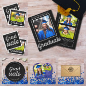 Simple Modern Calligraphy Photo Graduation Black Kaart