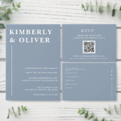 Eenvoudig Elegant Minimal Modern Dusty Blue Weddin Informatiekaartje (Personaliseer de collectie van deze zelfstandige maker.)
