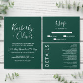 Elegant Calligraphy Emerald Green Gold Wedding Folie Uitnodiging (Personaliseer de collectie van deze zelfstandige maker.)