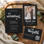 Simple Modern Minimalist Black & White Wedding Save The Date