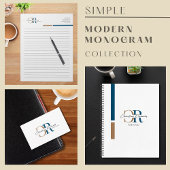 Eenvoudig modern blauw goud monogram muismat