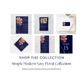 Eenvoudige Waterverf Navy Floral Wedding Menu