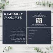 Navy Heart Love Typografie Foto Save the Date Aankondigingskaart (Personaliseer de collectie van deze zelfstandige maker.)