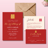 Eenvoudig rood goud moderne Chinese bruiloft Dank  Bedankdoosjes