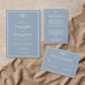 Stoffig blauw Bruiloft Website QR Code Foto RSVP Informatiekaartje (Personaliseer de collectie van deze zelfstandige maker.)