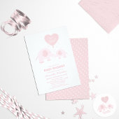 Roze Blush Olifant Meisje Baby shower Dank u Bedankkaart