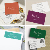 SAGE GROEN Modern Elegant Minimal QR Code Creatief Visitekaartje