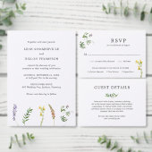 Eenvoudige rustieke bloemen wilde bloem elegante b drieluik uitnodiging (Personaliseer de collectie van deze zelfstandige maker.)