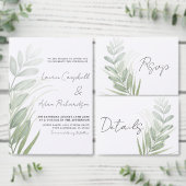 Elegant Botanisch Bladblad Sage Groen RSVP (Personaliseer de collectie van deze zelfstandige maker.)