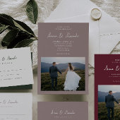 Eenvoudig script terracotta huwelijksuitnodiging uitnodigingen wikkel