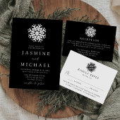 Eenvoudige Zwarte Sneeuwvlok bruiloft RSVP Kaartje