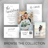 Eenvoudige zwart-wit minimale bruiloft RSVP kaartje