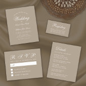 Taupe Neutrals Elegant Script Kalligrafie Bruiloft Satijnen Lint