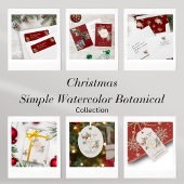 Waterverf Botanische Kerst Custom Name Red Feestdagenkaart