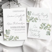 Eucalyptus Waterverf Sage Green Wedding Etiket