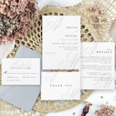 Eenvoudige Witte Moderne Rand Elegante Monogram Br Uitnodigingen Wikkel