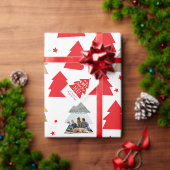 Rood kerstboomgeschenk ronde sticker (Personaliseer de collectie van deze zelfstandige maker.)