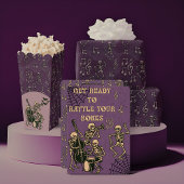 Paarse Retro Skeleton Band Halloween T-shirt