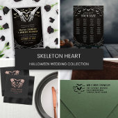 Black Bats & Skeleton Heart Gothic Halloween bruil Kaart