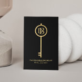Luxe Roos Gold Skeleton Key Monogram Realtor Visitekaartje