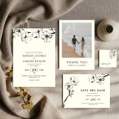 Hand getrokken Bloemen Wedding QR Code Foto Save The Date