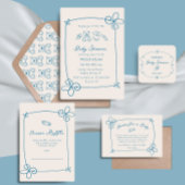 Geschetst Schattige Wavy Bow Lijst Baby shower Adv Informatiekaartje