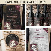 Skull Rozen Burgundy Black Grunge DANK U Vierkante Sticker