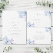 Mooie Elegantie Blauw Bloemen Bruiloft Kaart (Personaliseer de collectie van deze zelfstandige maker.)