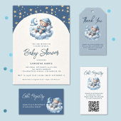 Schattigee waterverf beer baby shower QR Code regi Informatiekaartje