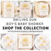 Boho hier komt het Baby shower van de zoon Ronde Sticker