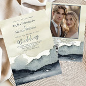 Waterverf Bergen bruiloft uitnodiging QR-code