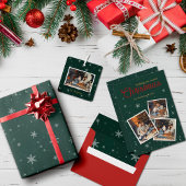 Groene kerst sneeuwvlokken etiket