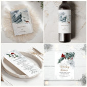 Snowy Mountains Woodland Animals Holiday Monogram Vierkante Sticker