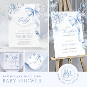 Snowflake Blue Bow Baby shower Bedankkaart