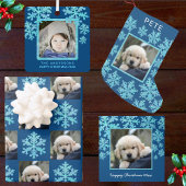 Sneeuwvlok Blauw Opal 2 Foto Dubbelzijdig Schattig Metalen Ornament