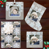 Snowflake White Opal 3 Photo Merry Kerstmis Briefkaart