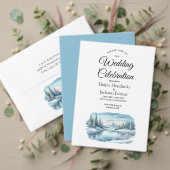 Snowy Mountain Winter Lake Engagement Shower Kaart (Personaliseer deze collectie van deze onafhankelijke maker. Test)