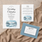 Snowy Mountain Winter Lake Engagement Shower Kaart (Personaliseer de collectie van deze zelfstandige maker.)