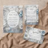 Besneeuwde bloemblaadjes in Bevroren Bloei Bruilof Kaart (Personaliseer de collectie van deze zelfstandige maker.)